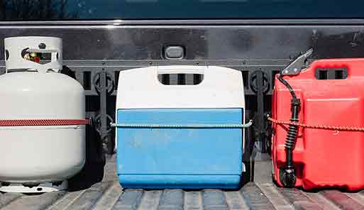 Tanks, tools, small equipment and sporting goods can now be secured to the front of your truck bed. No more tip-overs!